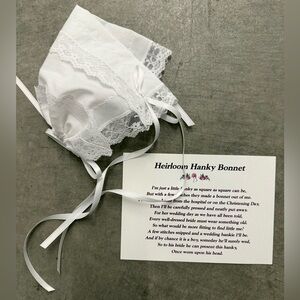White Cotton and Lace Heirloom Hankie Bonnet